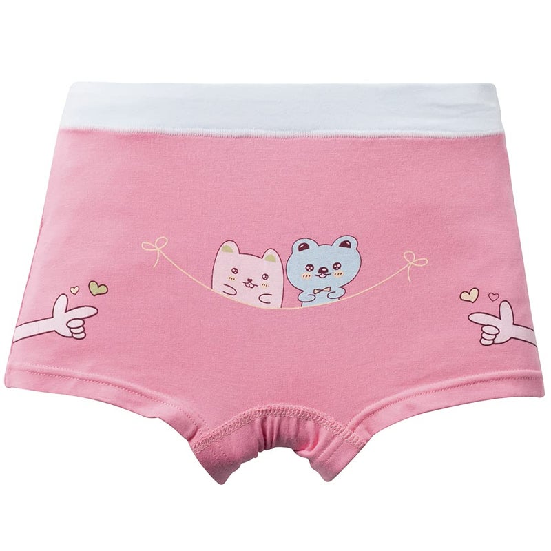 Core Pretty Cotton Girls Underwear - Soft Breathable Boy Shorts for Toddler Kids 6-8 Years, Cute Bear Print Undies & Underpants, Pack of 5 (6Y-8Y) - Image 4